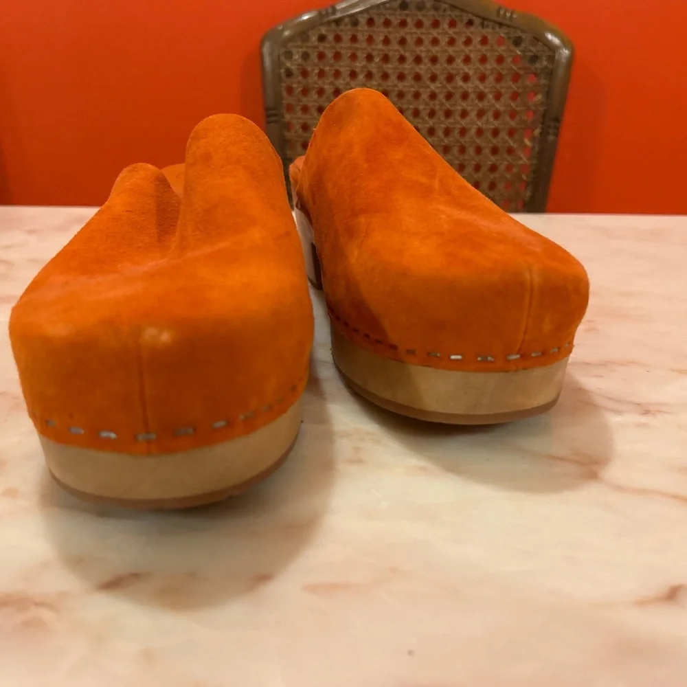 Charlotte Stone Orange Martino Suede Mules Clogs - Picture 3 of 5